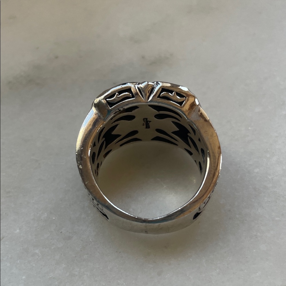 Andrea Candela Silver and Black Men's Ring - Picture 2 of 3